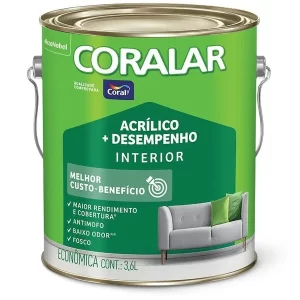Tinta Acrílica Econômica Mais Desempenho- Interior 3,6 Litros Coralar Coral