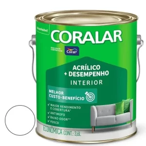 Tinta Acrílica Econômica Mais Desempenho Cor Branco Interior 3,6 Litros Coralar Coral