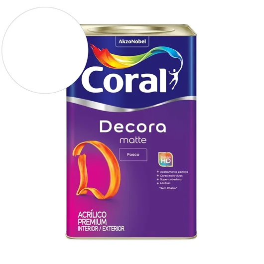 Tinta Acrílica Premium Decora Matte Acabamento Fosco Branco Interior E Exterior 18 Litros Coral - Imagem 2