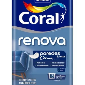 Tinta Acrílico Premium Renova Paredes E Tetos Acabamento Fosco Cor Algodão Egípicio Interior E Exterior 16 Litros Coral