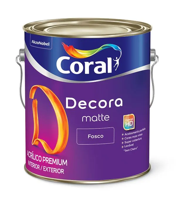 Tinta Acrílica Premium Decora Matte Acabamento Fosco Branco Interior E Exterior 3,6 Litros Coral